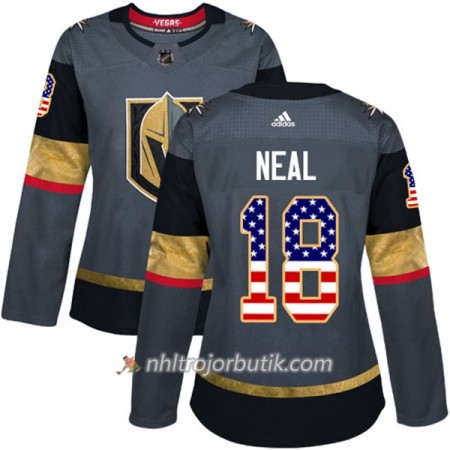Dame Ishockey Vegas Golden Knights Tröja James Neal 18 Adidas 2017-2018 Grau USA Flag Fashion Authentic